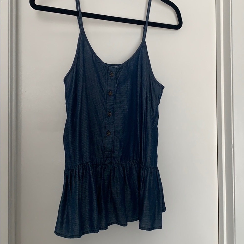 Chambray button detail tank top